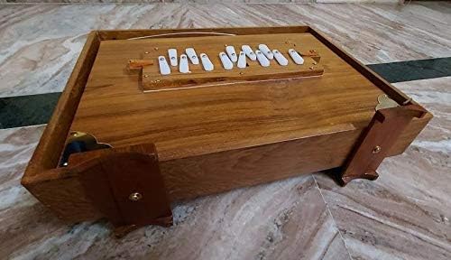 Caixa Shruti, madeira grande teca pura sur pete com saco de forma, cor natural, instrumento musical ajustado 432Hz e 440Hz