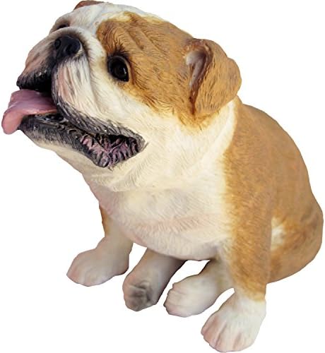 Escultura de Bulldog de Sandicast Fawn, sentado, tamanho pequeno