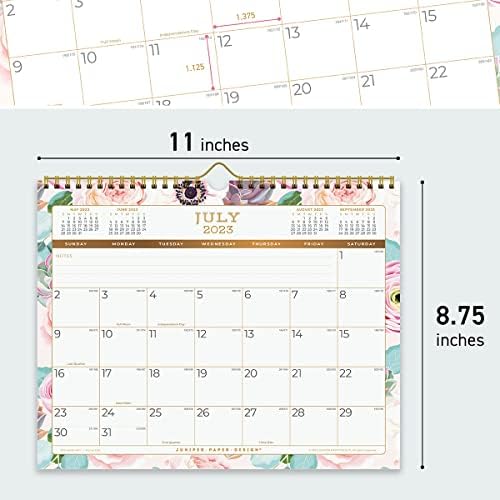 2023 Calendário de parede - 11 x 8,75 polegadas - de março de 2023 a junho de 2024 - Calendário de mesa mensal floral