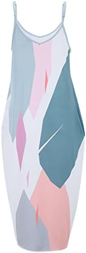 Miashui Long Sundress Vestido feminino Feminino 3D Impressão digital Multi Color Stitching Vestido longo sem mangas para mulheres