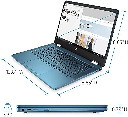 Laptop HP 14, laptop HD de tela de toque de 2 em 1 de 14 polegadas x360 Chromebook, processador Intel Celeron N4020, 4GB