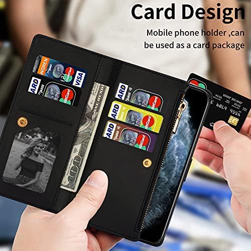 W Wintming Compatible com o iPhone 14 Pro Max Wallet Case com porta -cartas Kickstand Bling PU Couather Case com WSRIST Strap Flip Protective