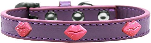 Mirage Pet Products Glitter Lips Widget Dog Collar, tamanho 14, lavanda/rosa