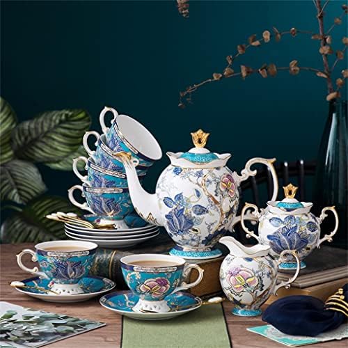 LLly Bone China Coffee Cup e Pires Conjunto de pires artesanal de porcelana British Tea Set Coffee Cup com caixas de chá de chá de café Conjuntos de café
