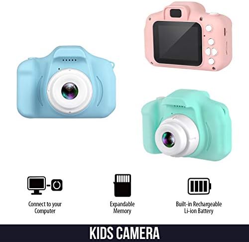 Câmera digital de Dartwood 1080p para crianças com tela colorida de 2,0 ”e slot de cartão micro -sd para crianças - cartão SD de 32 GB incluído
