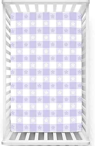 Lavanda com tema de mini lençóis de berço, lençóis portáteis de mini berço lençóis macios e respiráveis ​​- lençóis de berço para menina ou menino, 24 x38, lavanda branca