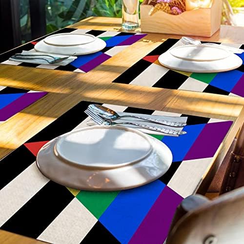 Decorações do orgulho LGBTQ Rainbow Stripes Placemats 12 x 18 polegadas Conjunto de 4 gays lésbicas decoração de festas de festa gays tapetes de mesa laváveis ​​vintage rústico AP156