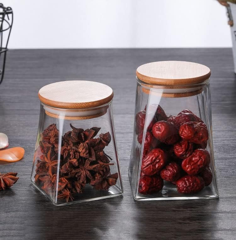 Uysvgf wood tampa de armazenamento garrafa de vidro de vidro de vidro de capa de café tanque jarra de chá organizador quadrado recipiente de frutas secas