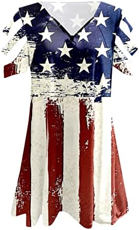 4 de julho Túnicas de bandeira dos EUA para mulheres oculam uma camiseta gorny de verão de verão casual manga curta de manga de pescoço vesas de pescoço