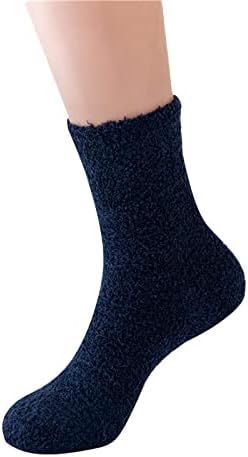 Miashui B072JB5419 Mulheres ativas mulheres de inverno cor de cor de cor de malha sólida meias quentes meias em casa meias de bota