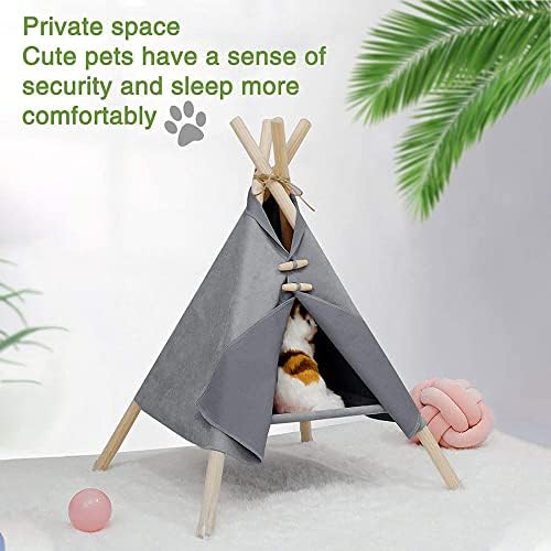 FriendlySS Pet Teepee Cats Bed House House portátil tenda dobrável com almofada espessa montagem fácil Fit Spring Summer Summer