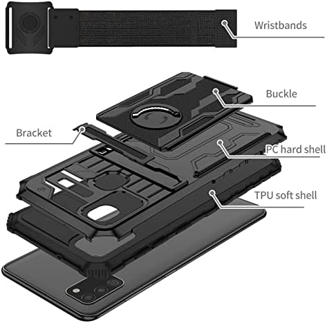 Capa da caixa Pacotes de telefone compatíveis com a caixa Samsung Galaxy A21s, pulseira esportiva rotativa e destacável
