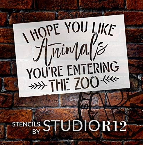 Você está entrando no estêncil do zoológico por Studior12 | Funny Pet & Animal Lover Word Art | Craft & Paint DIY Welcome Doormat |