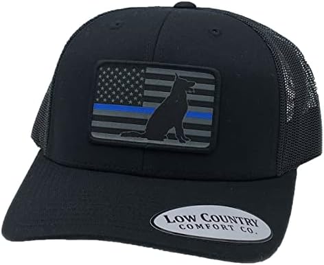 Low Country Comfort Co. Official USA Blue Line Alemão Shepherd Patch Hat - On Snapback Trucker Hat!