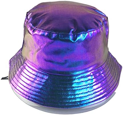 Chapéu de balde metálico unissex Trendy Hats Fisherman Reversível Chapéu Pacote Sol dos anos 80s 90s Hip Hop Figurino…