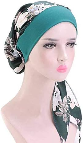 Xbwei Mulheres Hijab Hair Styling Cap quimioterapia estampa de flores Turbano Capa de turbante Cabeça de lenço de cabeça Acessórios de estilo de cabelo