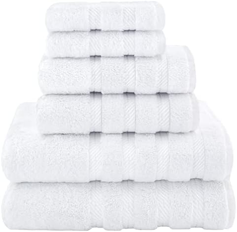 American Soft Linen 6 peças Conjunto de toalhas e pacote de tapete de banho 20x34