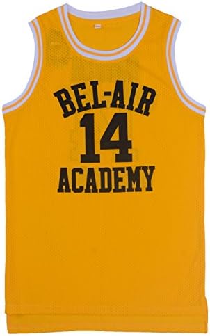 Smith 14 Bel Air Academy Amarelo Basquete Jersey S-XXXL, Roupas de Hip Hop dos 90 para a festa