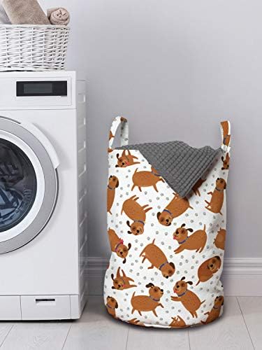 Bolsa de lavanderia com estampa de pata de pata, padrão de design de desenhos animados repetitivo de cão engraçado divertido