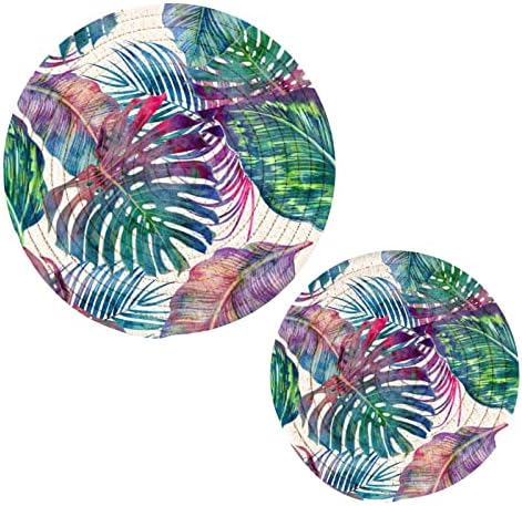 Kitchen Trivets Pote Setors de 2, Tropical Palm Leave Jungle Monstera Trivets para vasos quentes pratos