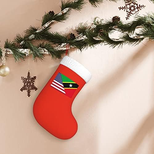 TZT American Bandle and Saint Kitts e Nevis Flag Witchings Christmas, presentes de festa de férias de Natal para decorações de férias em família de 18 polegadas