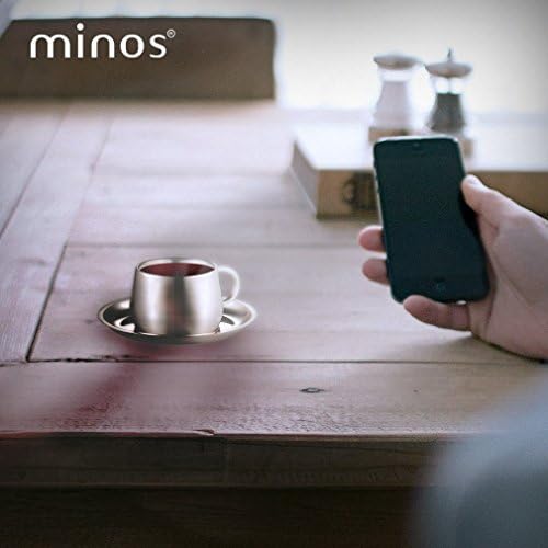 Copa e pires de café Minos - Espresso de aço inoxidável de parede dupla/xícara de chá com pires - design clássico e elegante ajuda