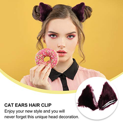 Lalafina 3 pares gato de pelúcia anime adorável pinos clipe bobby acessórios desenho animado traje de orelha roxa de
