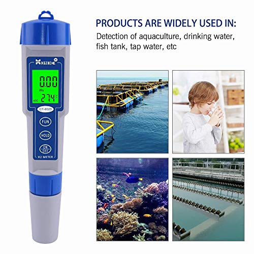 Medidor de hidrogênio digital rcyago, testador de qualidade da água com ATC, medidor de caneta H2 de alta precisão, função