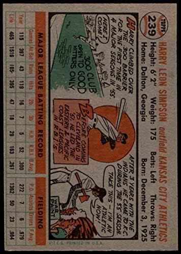 1956 Topps Baseball 239 Harry Simpson Tough Série Excelente por Mickeys Cards