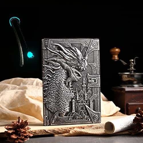 Dungeons e Dragões Loong Jian, notebook DND ， Jornal em relevo em dragão 3D com marcadores de garra de dragão retrô brilhantes, diário de couro artesanal