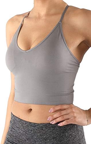 BRA esportiva sem arame de Women Longline da TL - Suporte médio suporta o treino da colheita acolchoada Tops de ioga