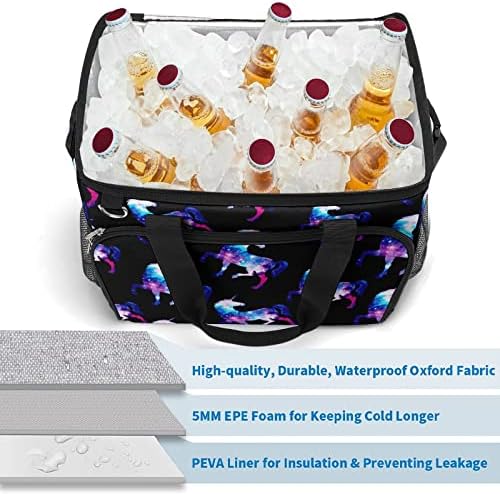 Rainbow Galaxy Unicorn Caixa de refrigerador isolado Tote portátil portátil Bolsa de ombro de almoço para piquenique na praia Viagem 15.4 x12