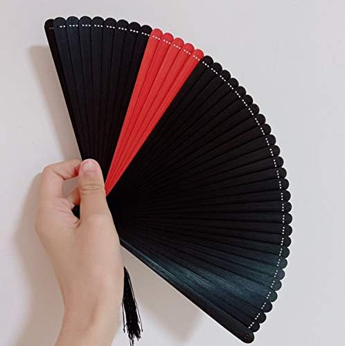 Liutian 6,3 polegadas Mini Fã de Mão de Bambu para Homens, Verão Estilo Vintage Ventilador Handheld Fan com 2 borlas para decoração de casa