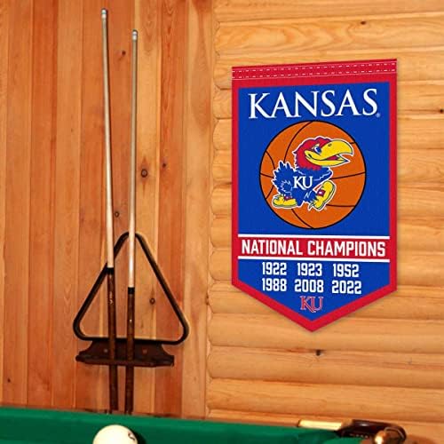 Kansas Ku Jayhawks 6 Time Basketball National Champions Banner
