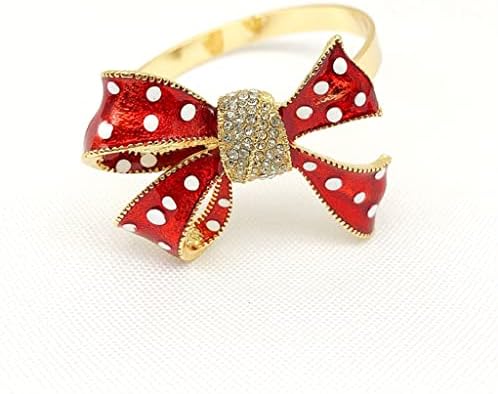 PQKDY Christmas Bow Red Nabined Rings Crystal Rhinestone Nabkles (Cor: A, tamanho