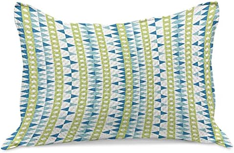Ambesonne Modern malha colcha de travesseira, ilustração geométrica colocada verticalmente em um fundo simples, cobertura padrão de