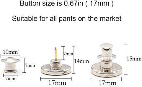 12 Pinos de botão de substituição Pinos para Jean Ajuste Jean Buttons, sem pinos de botão de costurar para calças, estender