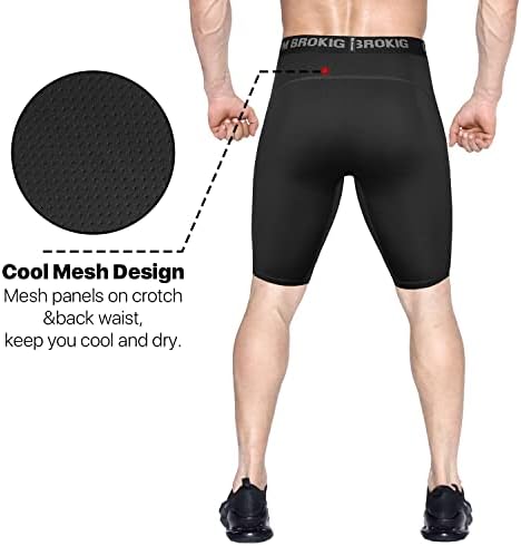 Brokig Men's 2 pack shorts de compressão de ginástica respirável, treino rápido de exercícios esportivos de compressão curta