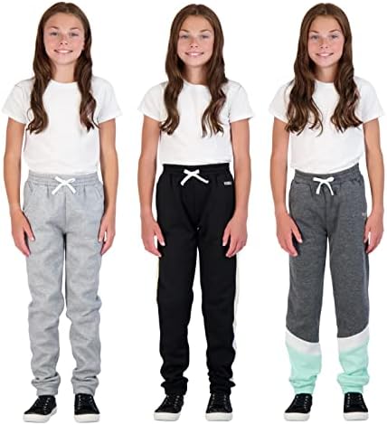 Hind 3-Pack: Girls Sortlants Sweats Multiplack Fleece Pants para atletismo para meninas