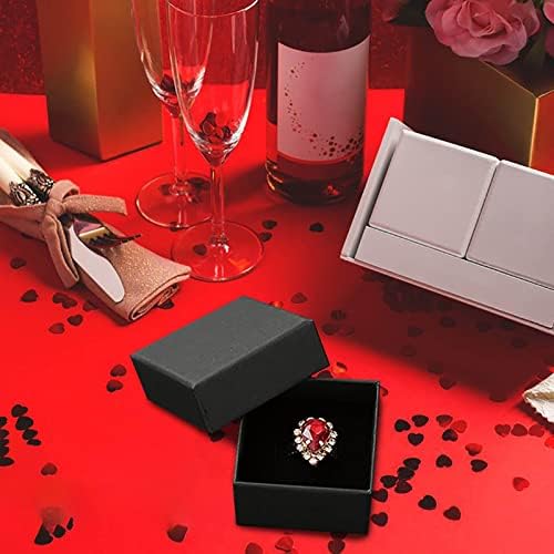 Pequenas caixas de presente com tampas para aniversário dos namorados Aniversários Casamentos Pacotes de jóias de joias, caixas de jóias de papelão Caixa de presente de jóias cheias de algodão para anéis Brincho