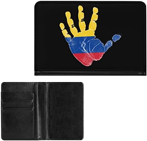 Caixa de carteira de passaporte de bandeira da bandeira da Colômbia com capa com carteira com slot de cartão PU Leather Travel