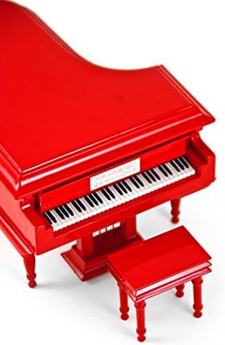 Musical Miniatura Miniatura Sofisticada de 18 Nota - Gloss Fire Engine Red Grand Piano com Bench - Muitas músicas para escolher - You Are My Sunshine