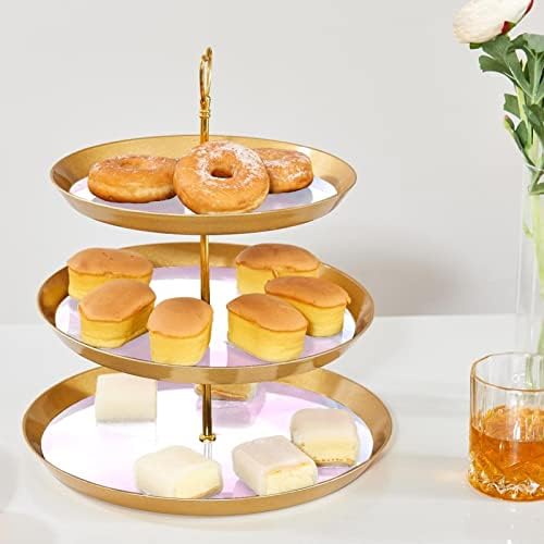 Suporte para bolo com bandeja de porção dourada, 3 camadas redondas de cupcakes de cupcake stand, cupcake titular de sobremesas