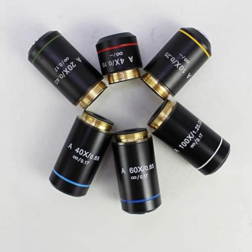 Acessórios para microscópio 4x10x20x40x 60x100x plano infinito lente objetivo achromático peças de microscópio e acessórios consumíveis
