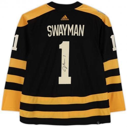 Jeremy Swayman Boston Bruins emoldurado autografou 2023 Winter Classic Adidas Authentic Jersey - Jerseys autografadas da NHL