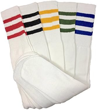 90 pares 5 pares 5 pares clássicos de meias esportivas com várias listras, tamanho da meia 10-15, branco, grande