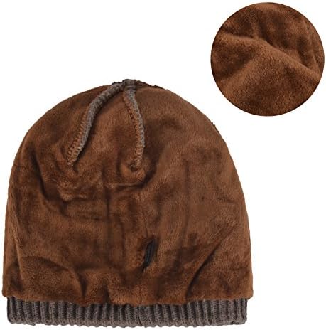 One One One Winter Winter linte malha chunky viseira chapéu com lapidação de peles de peles de peles