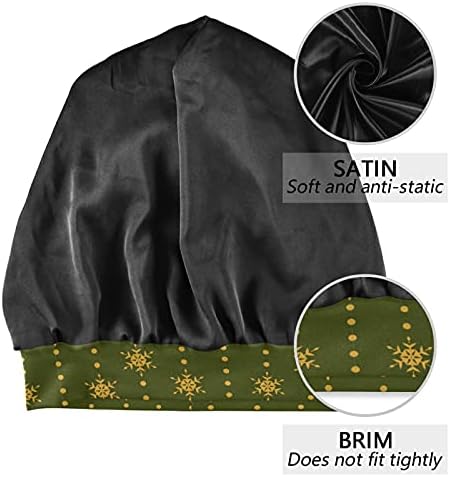 Skull Cap boné de tampa do sono Hat de capuz para mulheres de Natal Ano Novo Flakes de neve verde Capinho de dormir dourado