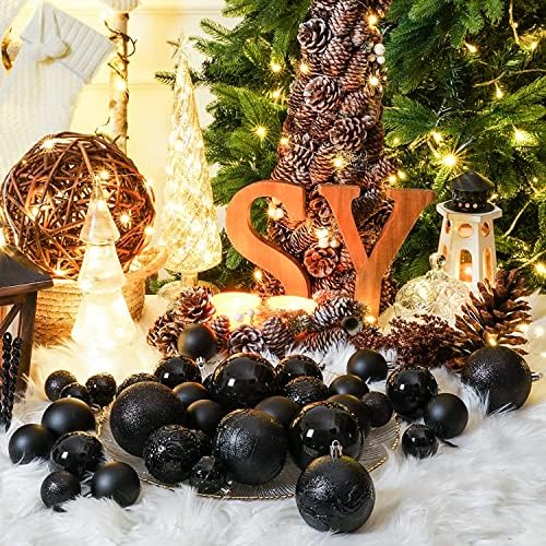 Ornamento de Natal de 24 peças Conjunto de ornamentos, mini enfeites de bola de 1,57 polegada, bolas de capota de