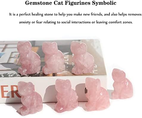 Wemeki Gemstone Cat Stone 1pc, 1,5 polegadas de cristal esculpido à mão Animal de gato estatueta Cristal natural Cristal Sitt